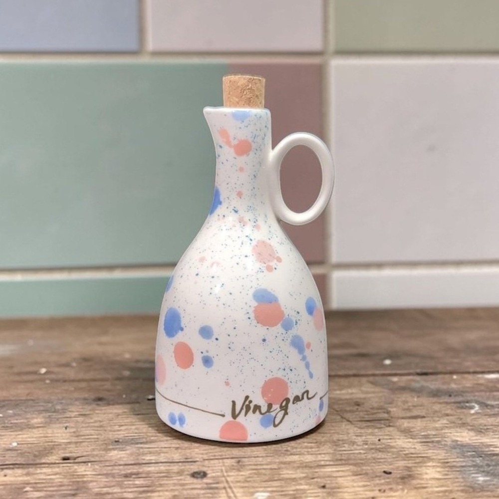 Anthropologie Stoneware Vinegar Jar, Blue Pink Pastel, Replacement Kitchen Decor